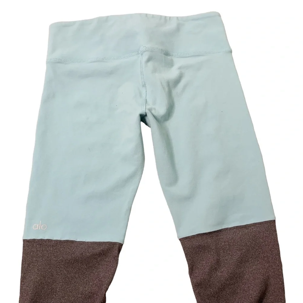 ALO Yoga Goddess Ribbed Leggings Turquoise and Gray Size M Women